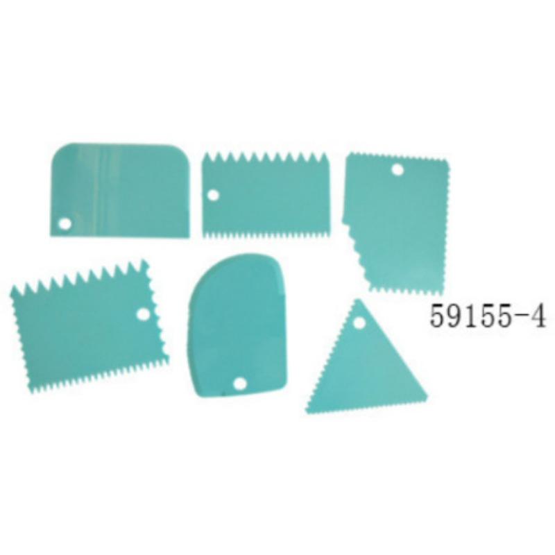 Цветной пластиковый трапециевидный полукруглый треугольный зубчатый скребок для крема для торта, 6 предметов