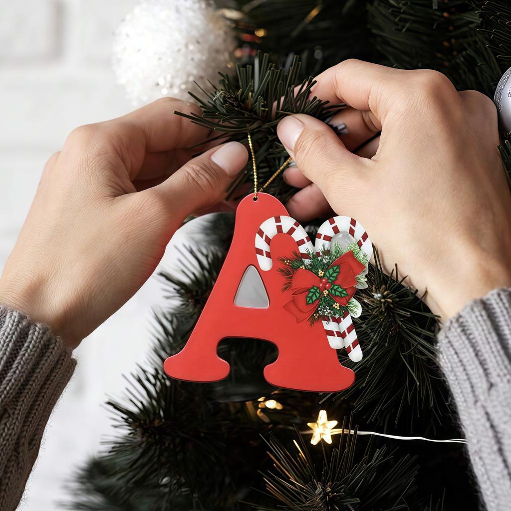 1pc Christmas Pendant Acrylic 26 Letter Pendant Hanging Christmas Tree Ornament Accessories Xmas New Year Decor Ornaments