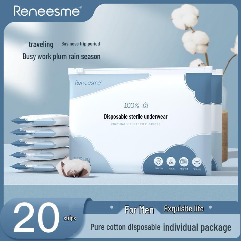 Men's Wash-Free Disposable Polyester Cotton Travel Briefs - Plus Size Four-Corner Shorts