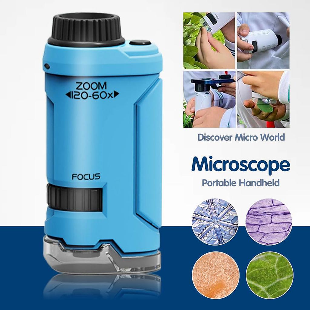 Портативный детский игрушечный микроскоп со светодиодной подсветкой, карманный микроскоп для научных экспериментов, образования и исследований