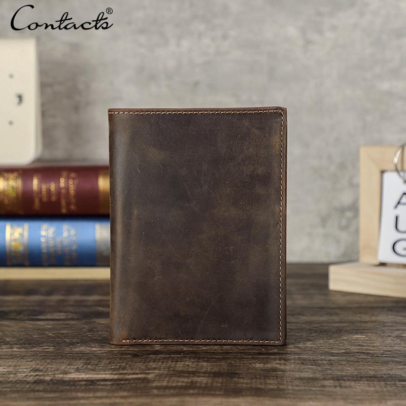 CONTACT'S RFID Passport Wallet Genuine Leather Men Passport Cover Men Women International Travel Accessories Credit Card Holder