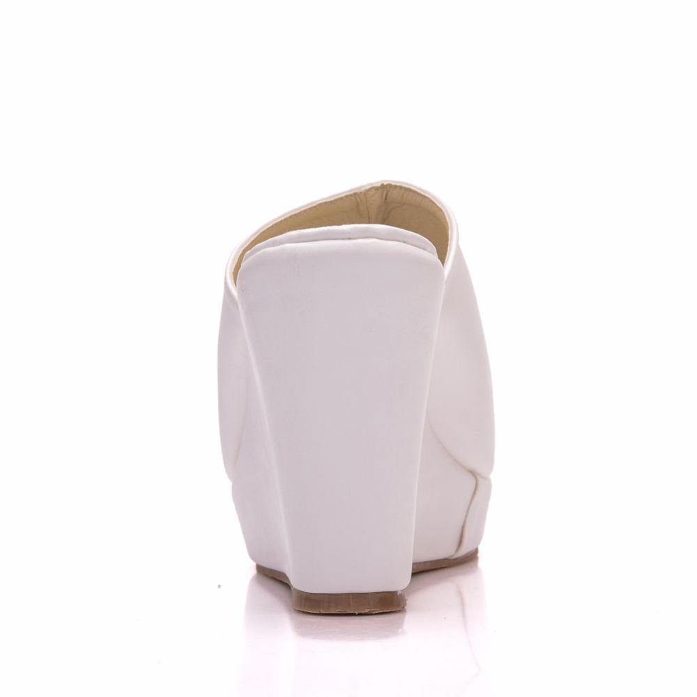 Черные белые туфли Crystal Queen с открытым носком на платформе и танкетке, высокие каблуки, пляжные сандалии для женщин