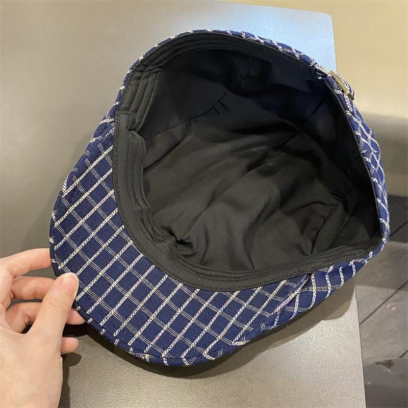 Ретро клетчатая кепка вперед осенне-зимняя универсальная для лица кепка с козырьком литературная уличная защита от износа берет художника