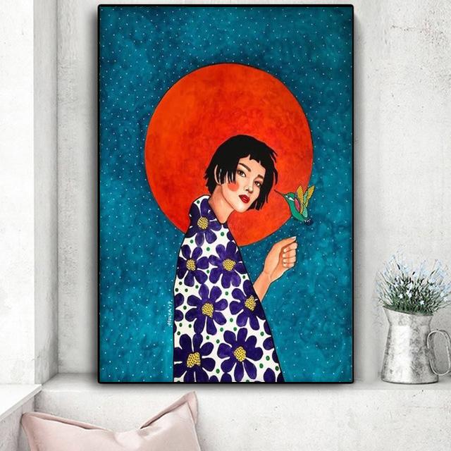 Винтажная абстрактная девушка, волосы, цветок, женская настенная живопись на холсте, модный плакат на скандинавскую тему, настенные панно для гостиной, без рамы
