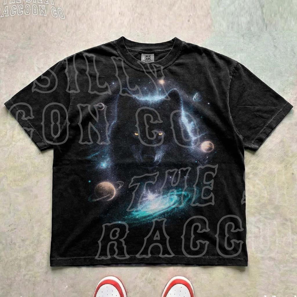 Cosmic Wolf Shirt Space Wolf Tee Vintage Wolf Shirt 90s Retro Galaxy Animal Graphic T Shirt Unisex T Shirt Gift For Nature Lover