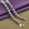 925 Sterling Silver Bead Necklace Wedding Charm Jewelry