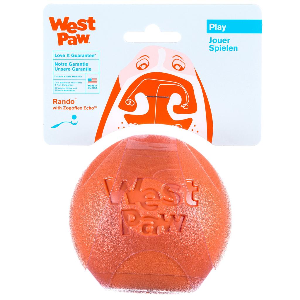 West Paw Zogoflex Echo Randa Игрушка для собаки, Мяч для собаки, Оранжевый, Большой