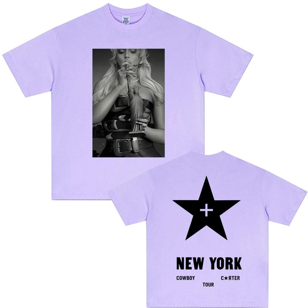Beyonce Cowboy Carter New York Tour Tshirt Men Women Casual Cotton Vintage T Shirt Male Fashion Pop Music Short Sleeve Tshirts