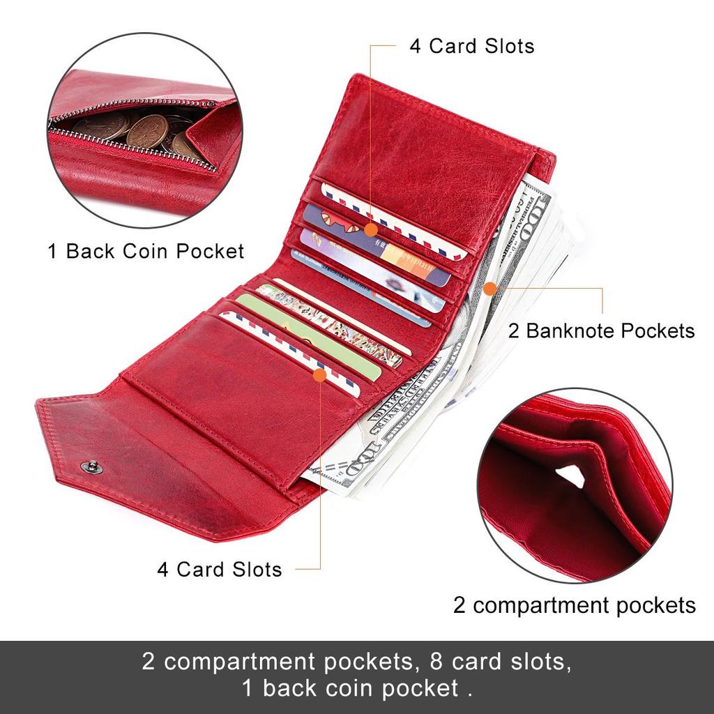 Женский кошелек из натуральной кожи CONTACT'S, короткий дизайнерский женский кошелек на молнии с держателем для карт, женская сумка для денег, карман для монет