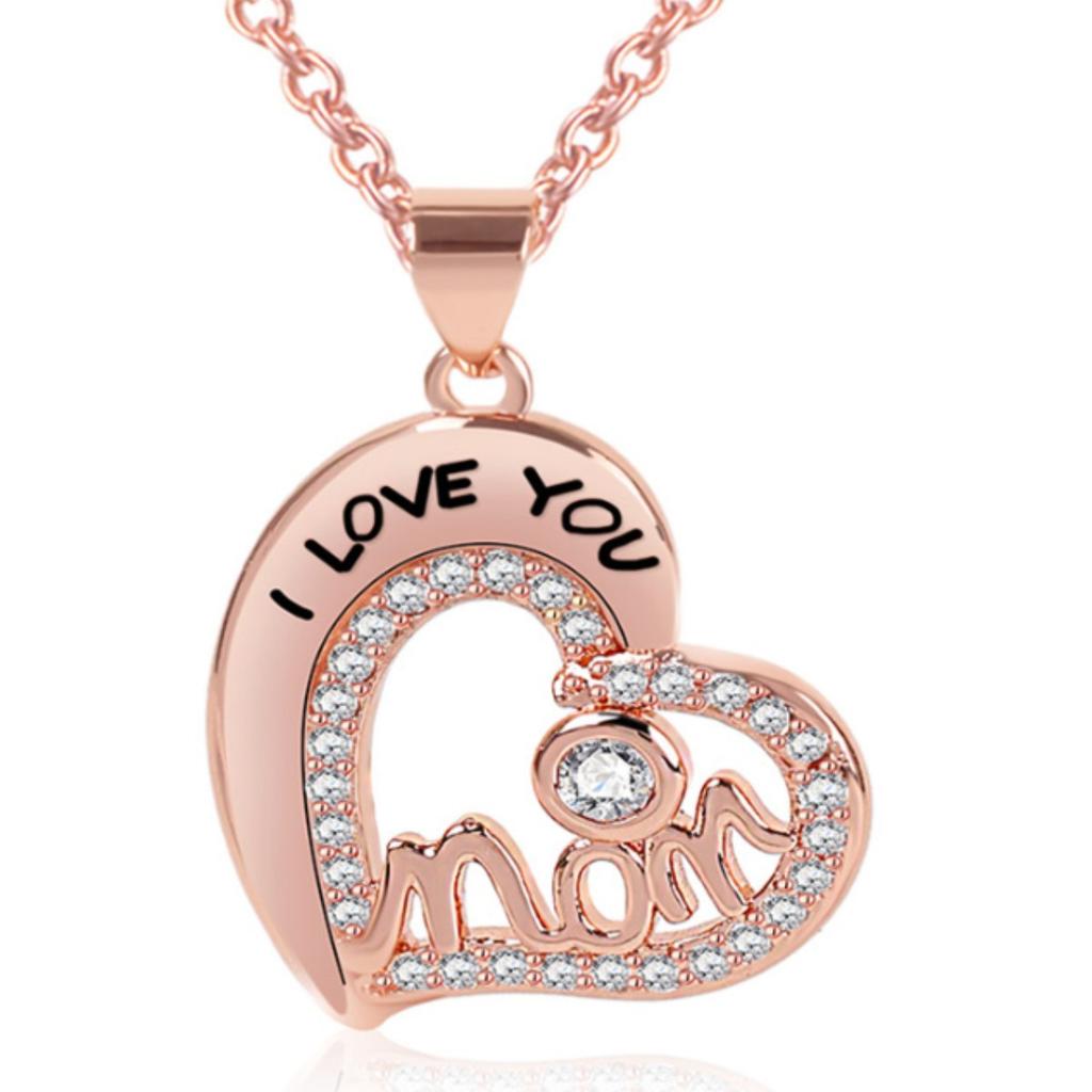 Mom heart shape Mom love necklace inlaid zircon neck chain collarbone chain Mother's Day gift