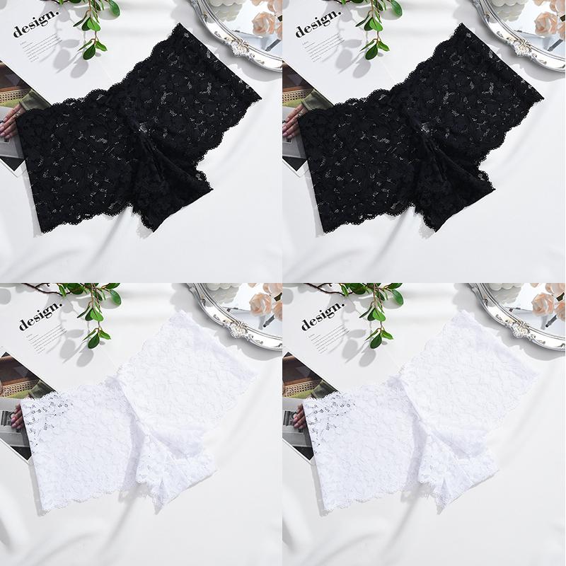4PCS Lace Panties for Women Floral Hollow Out Boxer Shorts Sexy Underwears Female Intimates Lingerie Transparent Briefs