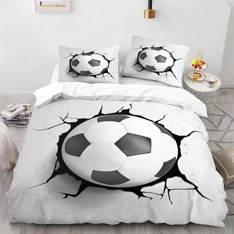 Sports 3D Football Bedding Collection And Pillow Case Double Size Household Textile Product Decoration Teenager Room Soccer Duvet Cover