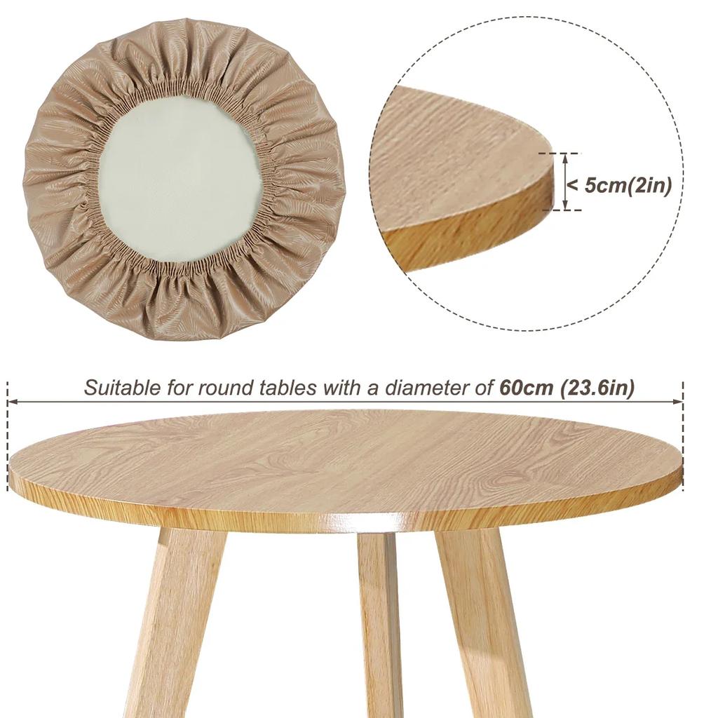 New Round Tablecloth Waterproof Stain Resistant Round Table Cover Anti-slip Table Cover with Elastic Edge Decorative Table