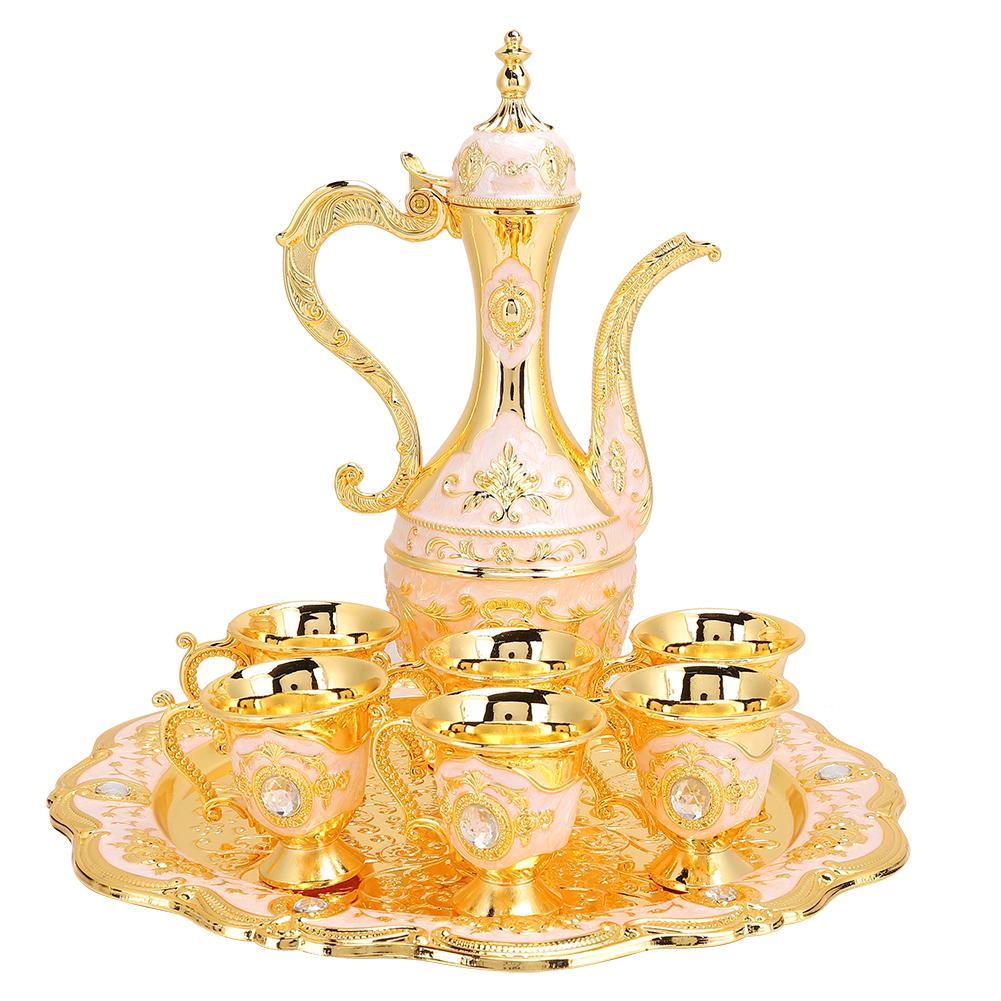 Metal Wine Drinking Cups Hip Flask Set Russian Style Home Art Crafts Wedding Gift