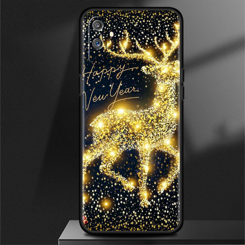 Чехлы для телефонов Realme 8 6 7 5 Pro C3 C21Y C15 C21 C35 8i XT GT Master Neo2 Neo3 Черный Fundas Крышка Рождество Милый Лось
