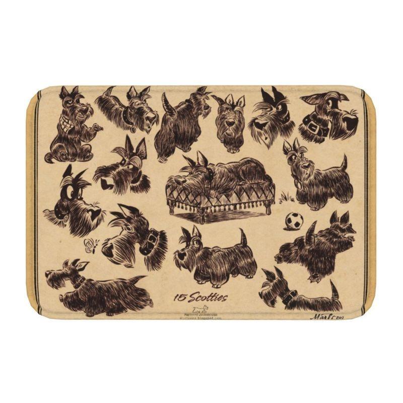 Cute Scottish Terrier  Front Door Floor Entrance Mats Indoor Scottie Dog Bath Kitchen Doormat Toilet Carpet Rug Home Decoration