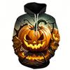 Halloween Pumpkin Graphic Hoodies For Men Women Funny 3D Print Horror Theme Long Sleeve Clothes Loose Hooded Pullover Unisex Top
