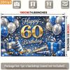 Blue Silver Golden 60 Birthday Balloons Gifts Stars Confetti Party Decor Polyester Backdrop, for Party Decor Home, Club, Garden, Farm, Room