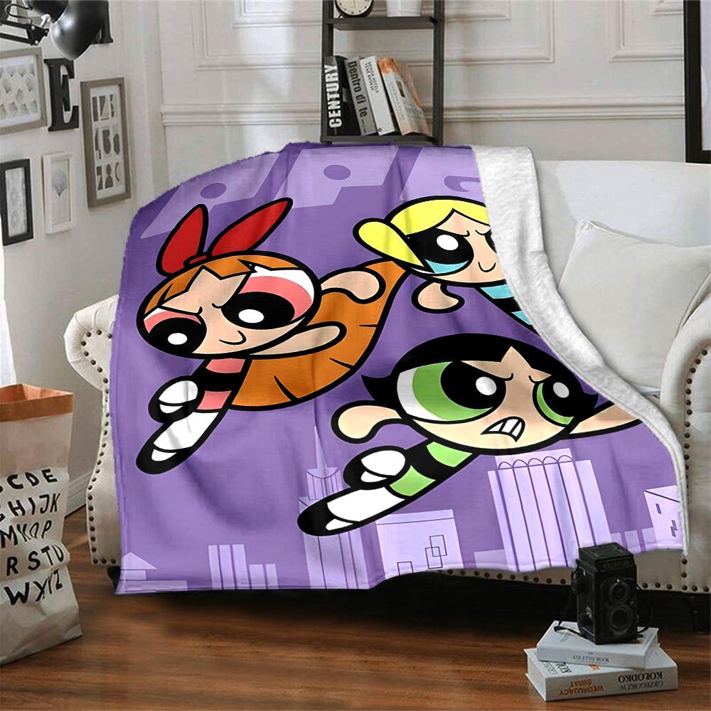 1pc Powerpuff4 Blanket, Gift, for Men and Women, Soft Blanket, Good for Sofa Bed Couch Travel, Lightweight Flannel Blanket