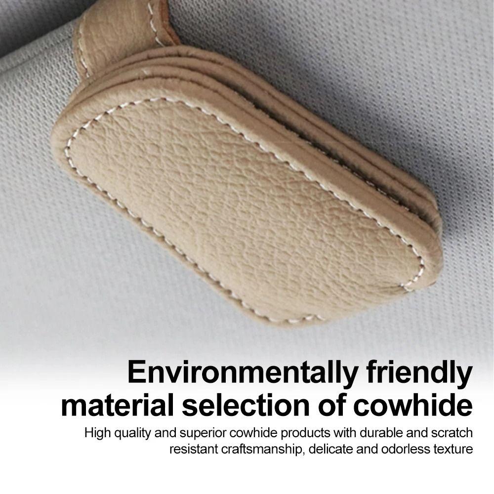 PU Leather Sun Visor Glasses Clip Anti-scratch Ticket Card Clamp  Auto Interior Accessories