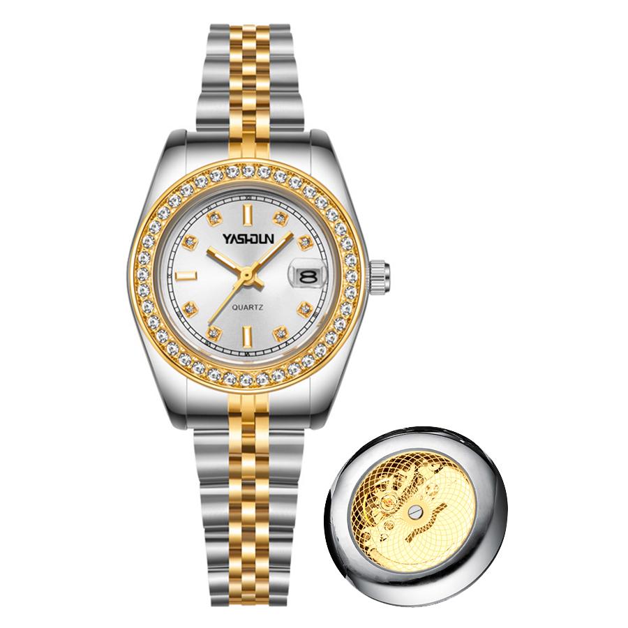 Fashion temperament women's watch automatic mechanical quartz watch waterproof luminous steel strip women's watch