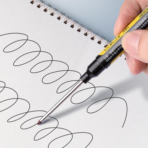 Construction Marker Pens, Waterproof Construction Markers | 3x Refillable Deep-Reach Long-Tip Markers | Long-Nose Markers with Deep Reach, Oil-Based I