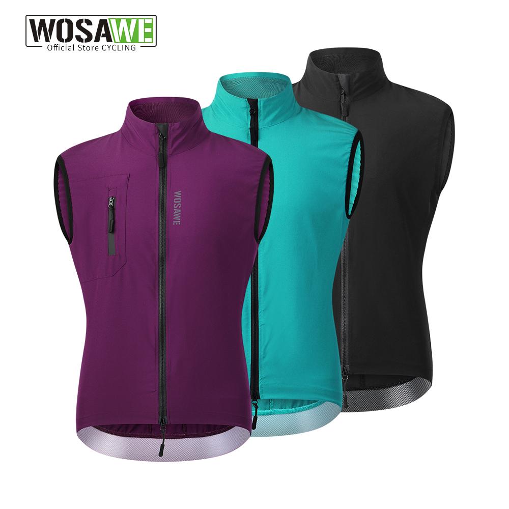 Wosawe Cycling Windbreaker Men Bicycle Vest Sleeveless Cycling Jacket Reflective Gilet Outdoor Sports Running Top