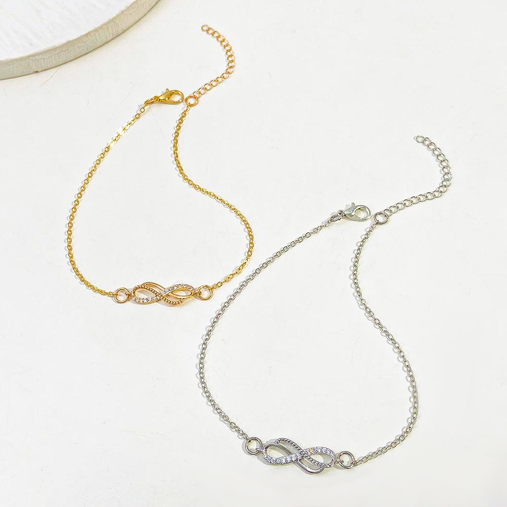 Summer Beach Golden Silver 8-shaped Foot Chain Simple Temperament Anklet Thin Chain Woman Fashion
