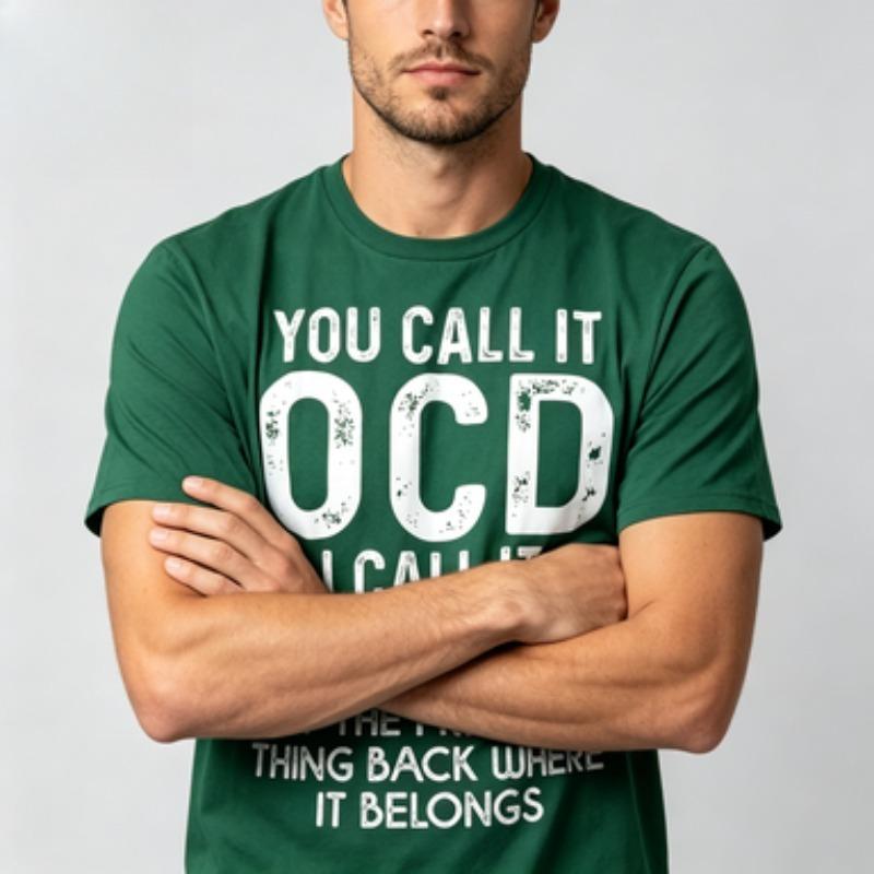 2026 New Unisex Pure Cotton Tee Vintage Worn Ocd Funny Slogan Print Streetwear Neat Freak Summer Male Loose Fit Shirts