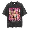 Винтажная футболка с двойной печатью оверсайз Britney Spears 2000 Tour, Унисекс Y2K Поп-фанатская уличная футболка, Повседневная футболка с коротким рукавом, 100% хлопок