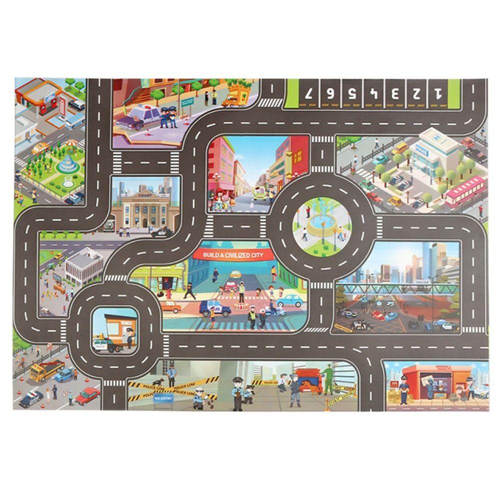 Интерактивный игровой коврик «Город и дорожное движение» с транспортными средствами и знаками для творческой игры в помещении