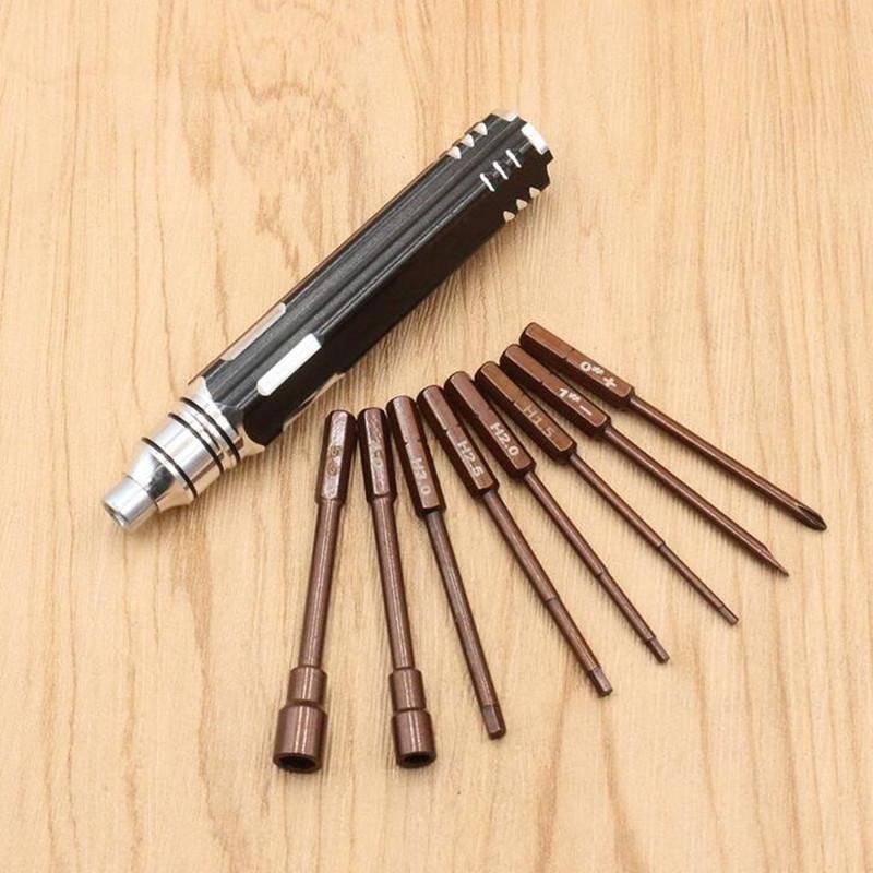8 in 1 Screwdriver Hobby Hardware Repair Tools Kit For RC Car Drone Plane Hex Philip Spanner Socket Hexagon H1.5 H2.0 H2.5 H3.0