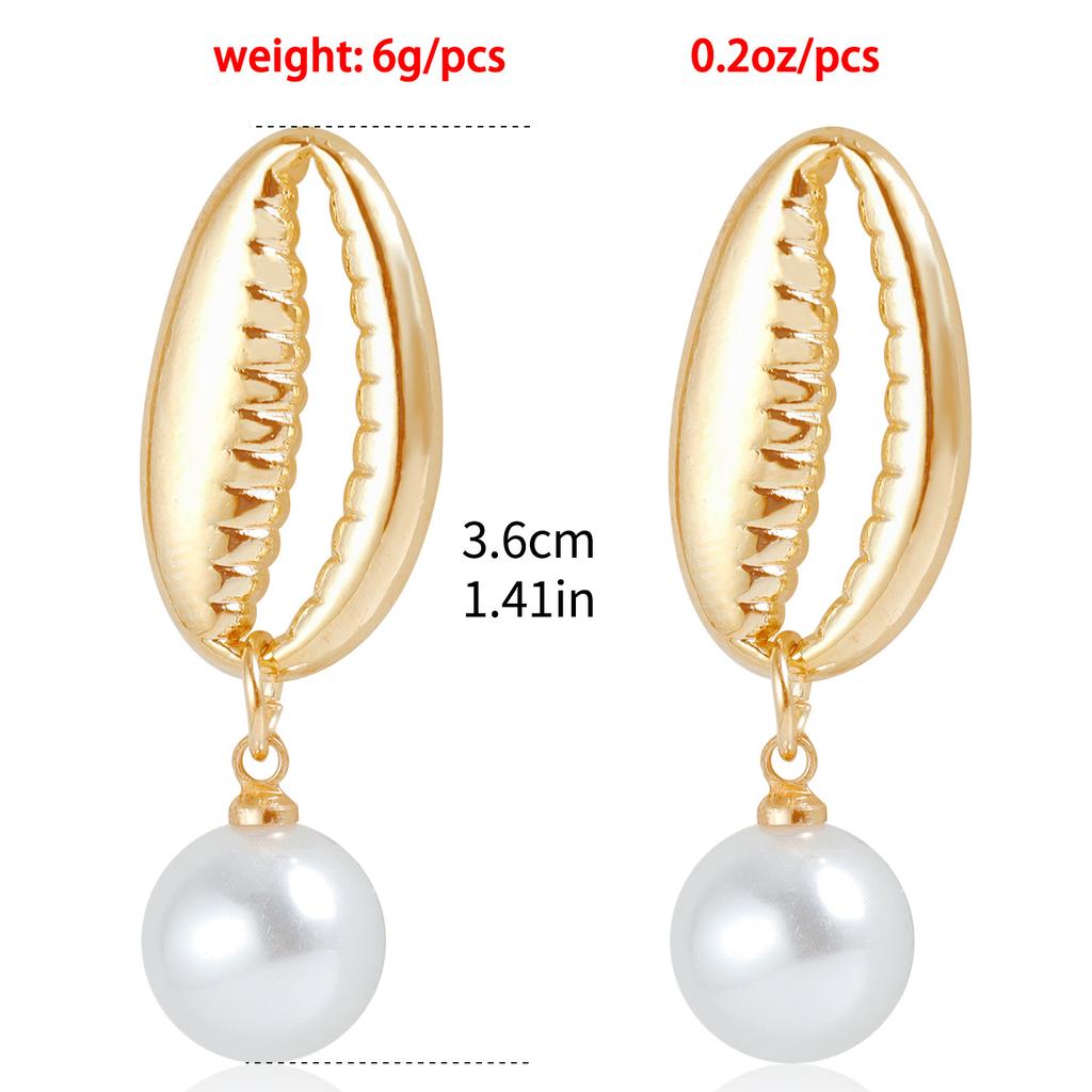 Beach Wind Simple Creative Starfish Conch Earrings Ocean Series Highlight Pearl Earrings