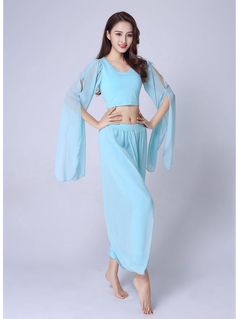 Женский шифоновый кроп-топ с юбкой-пачкой для танцев и практики йоги