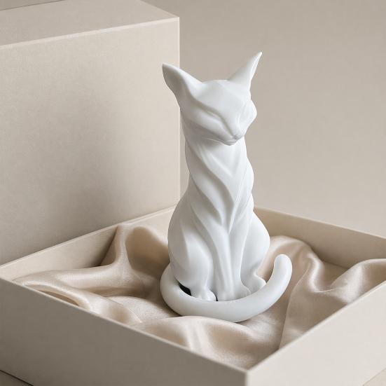 Скульптура кошки, 3D-печать, матовый белый, настольный декор с художественными линиями, домашние украшения для полки, минималистичный декор, подарок для любителей кошек