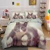 3D Cat Duvet Cover Set Twin Queen King Size Cute Animal Luxury Polyester Bedding Set For Kids Girls Adults Gift With PillowCase