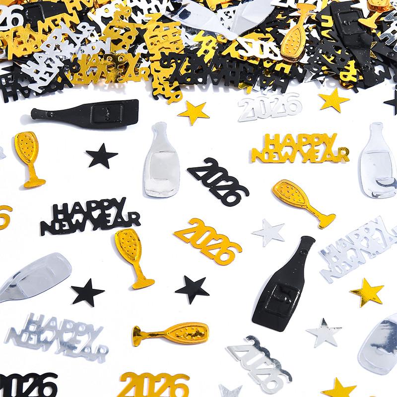 2026 Gold Happy  Year Confetti Table Scatter Glitter Wine Bottle  Year Eve Party Anniversary Decor Supplies