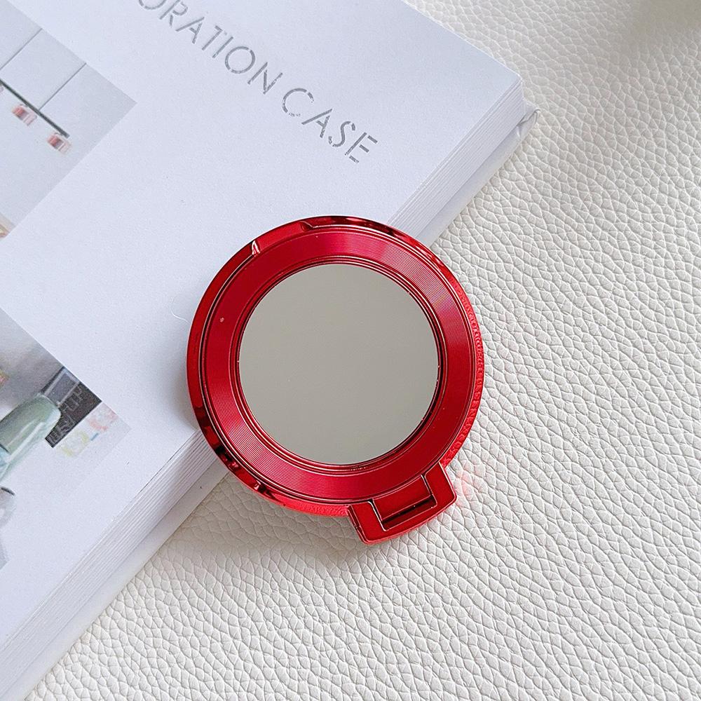 Магнитный держатель для мобильного телефона с гальваническим покрытием цвета конфет, складной, с защитой от падения, с металлическим кольцом, пряжкой, липкой наклейкой на заднюю панель, зеркальцем для макияжа