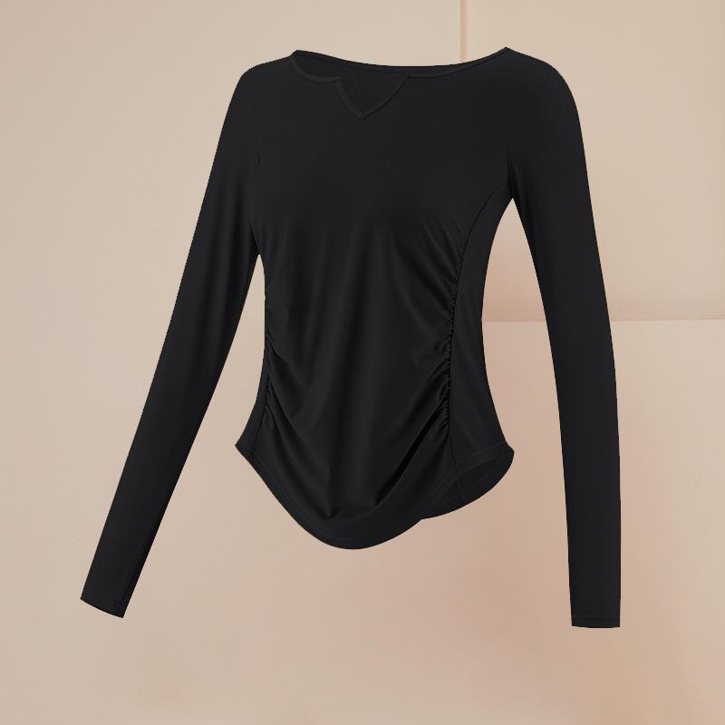 Женская быстросохнущая футболка для йоги и пилатеса осень/зима - футболка с длинными рукавами для фитнеса и бега