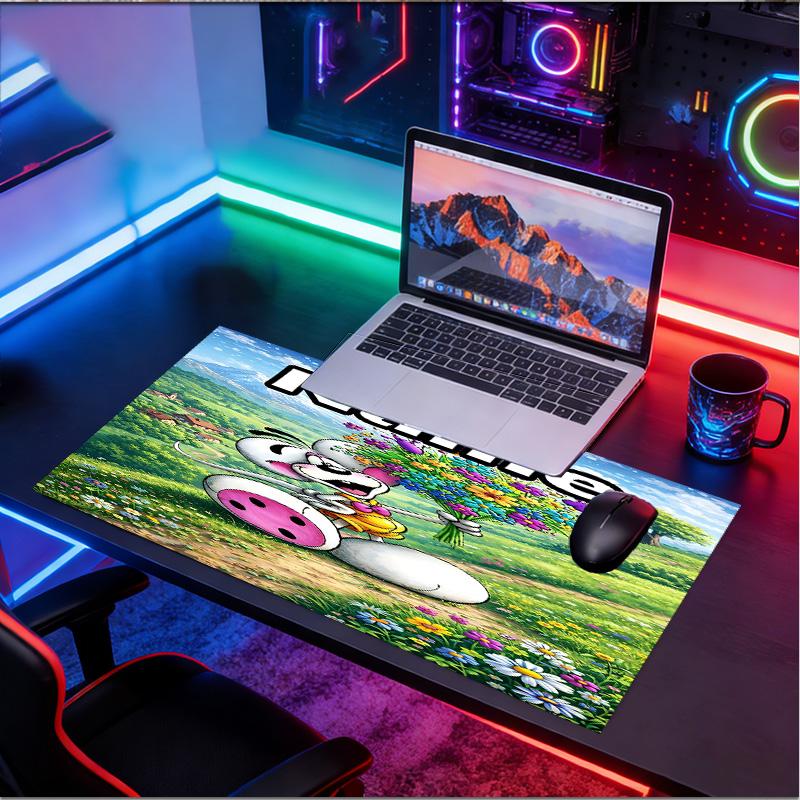 Custom Name Personalized Diddl Pattern Mousepad, Laptop PC Desk Mat, Decorative Desk Mat for Home Keyboard Pad Gift