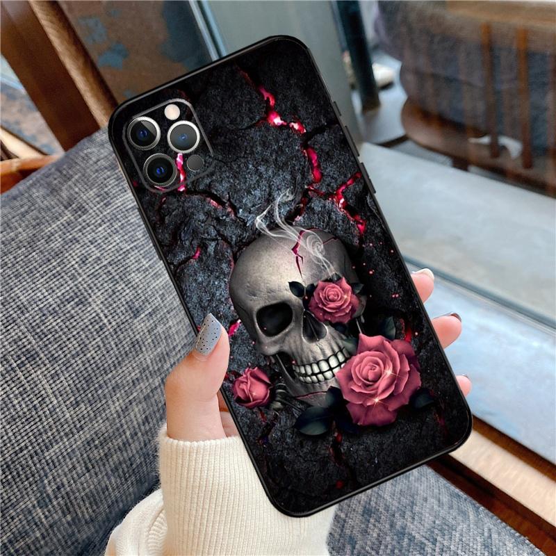 Готический Модный Чехол для Телефона с Черепом для iPhone 11 12 13 14 15 16 Pro Max 12 13 Mini X XR XS MAX 14 Plus Чехол