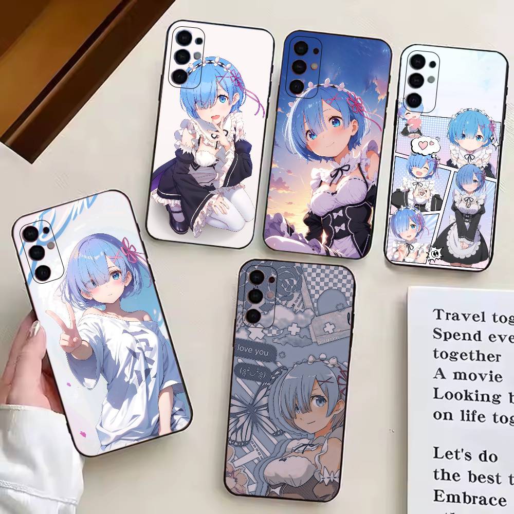 Чехол для телефона Rem Anime Girl Re Zero для Samsung S25, S24, S21, S22, S23, S30, Ultra, S20, Plus, Fe, Lite, Note, 10, Черный чехол