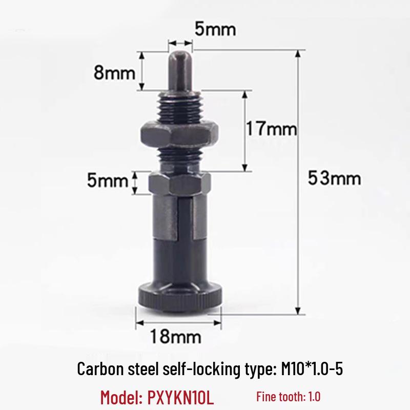 Stainless Steel/Carbon Steel Indexing Pin: Knob Plunger, Self-Locking, Re-Locking, Fine Thread, Complete Specifications