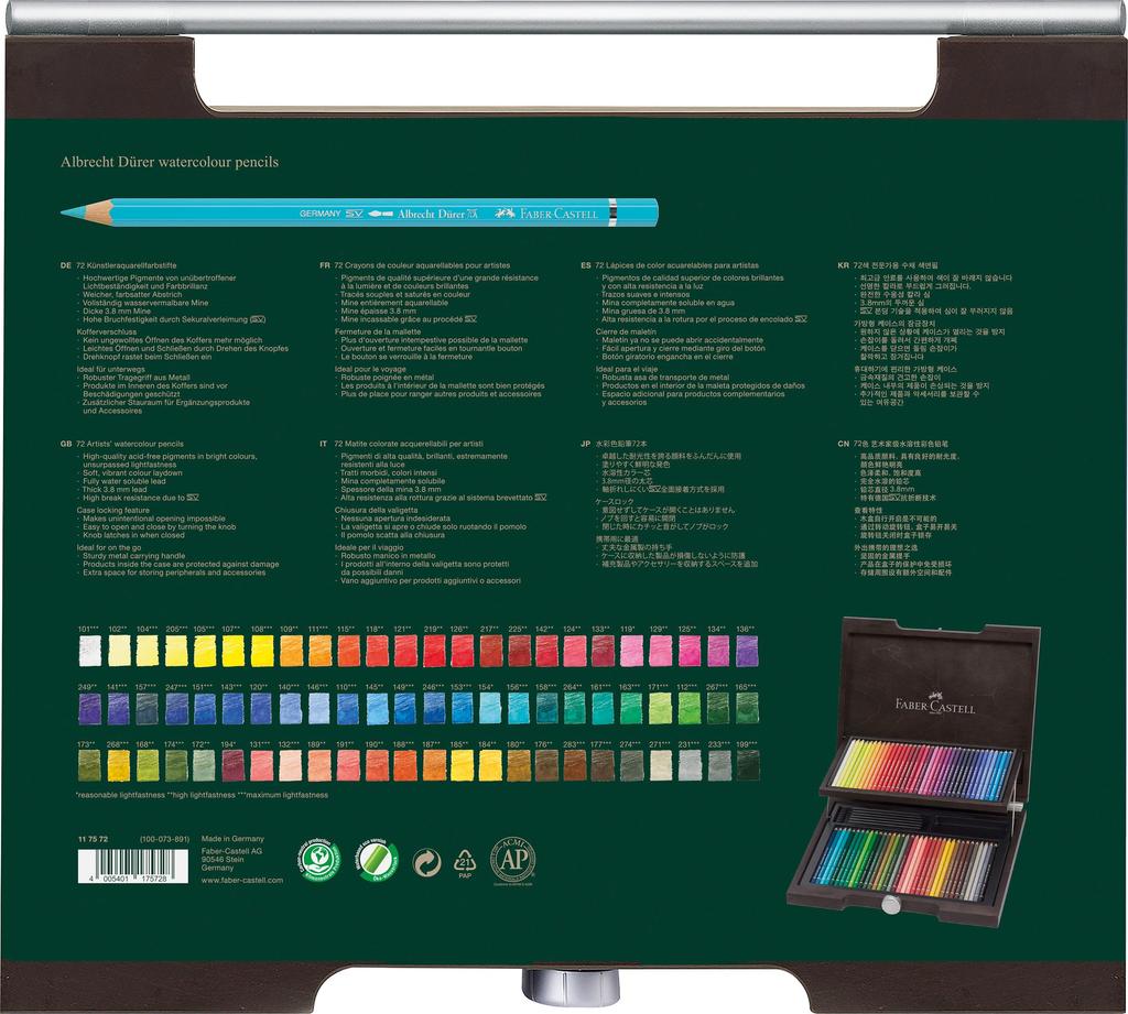Акварельные карандаши Albrecht 72 цвета, набор в деревянной коробке 117572, японский Faber-Castell Dürer [подлинный продукт]