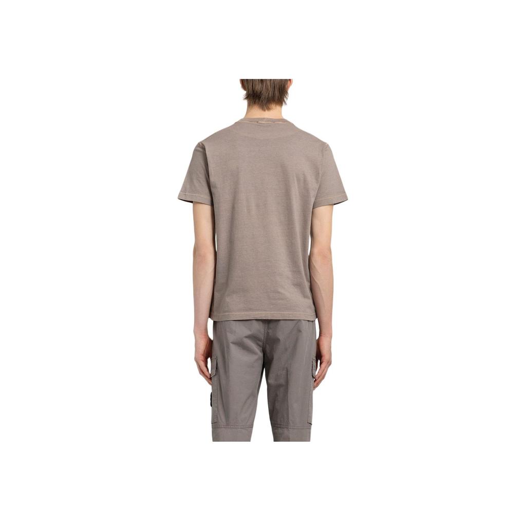 STONE ISLAND Мужская футболка с принтом логотипа, круглым вырезом, коротким рукавом, коричневая 801523757-V0192