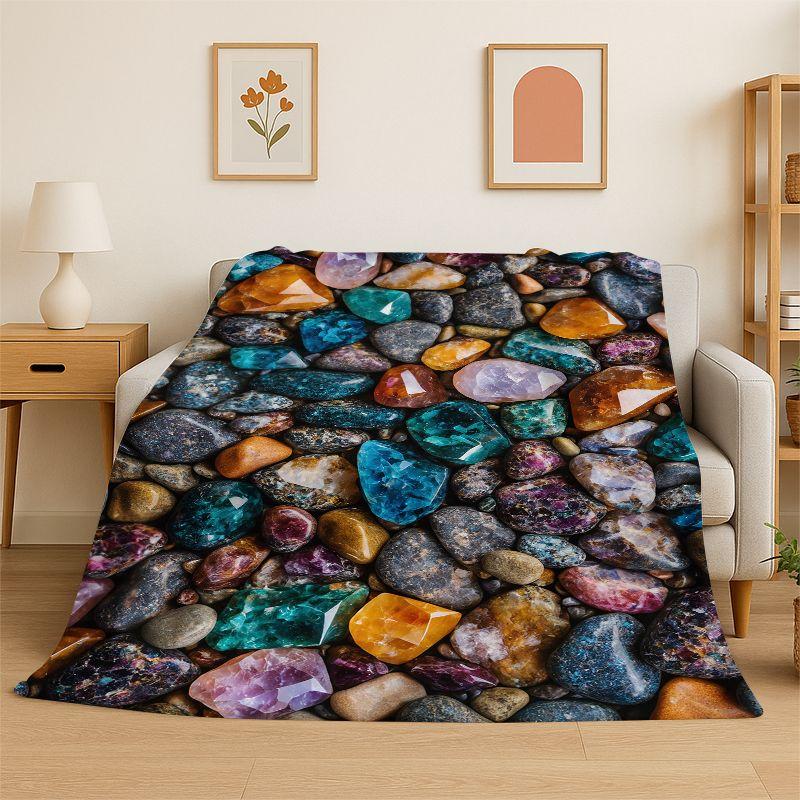 Retro Cobblestone Road Stone Pebbles Flannel Blanket Soft Throw Blanket for Bedroom Living Room Bed Travel Camping Picnic Nap