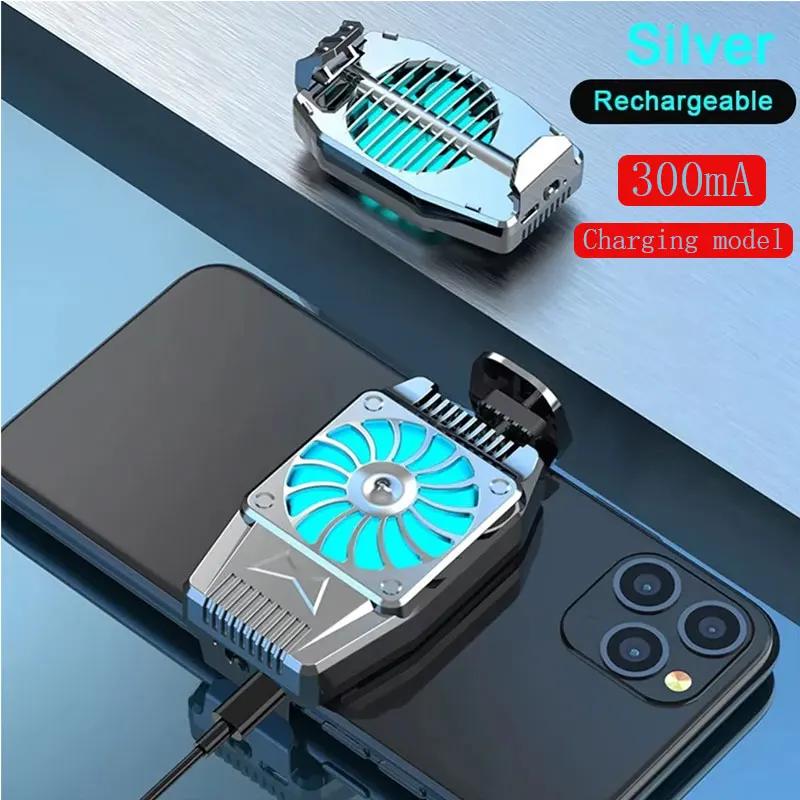Портативный универсальный турбо-ураганный вентилятор для охлаждения мобильного телефона, бесшумная работа Металлические конструкции Подходит для iPhone, Samsung