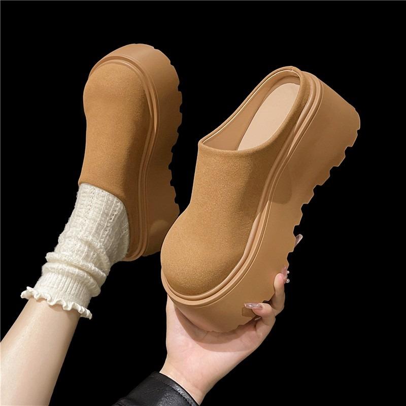 2024 Brand Ladies Shoes Baotou Women's Slippers Fashion Round Toe Casual Slippers Women Hot Sale Short Plush Platform Slippers