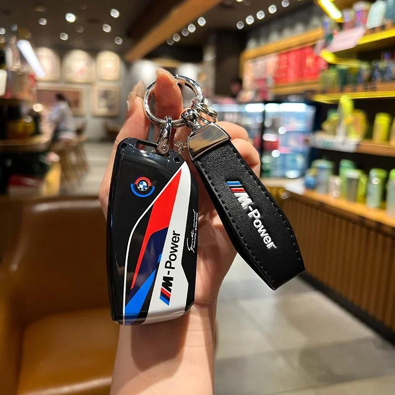 Plastic Car Key Case Cover Keychian Accessories for 2023 BMW Energy Ix XM I7 X7 7 Series Smart Remote Key Protect Shell EV2