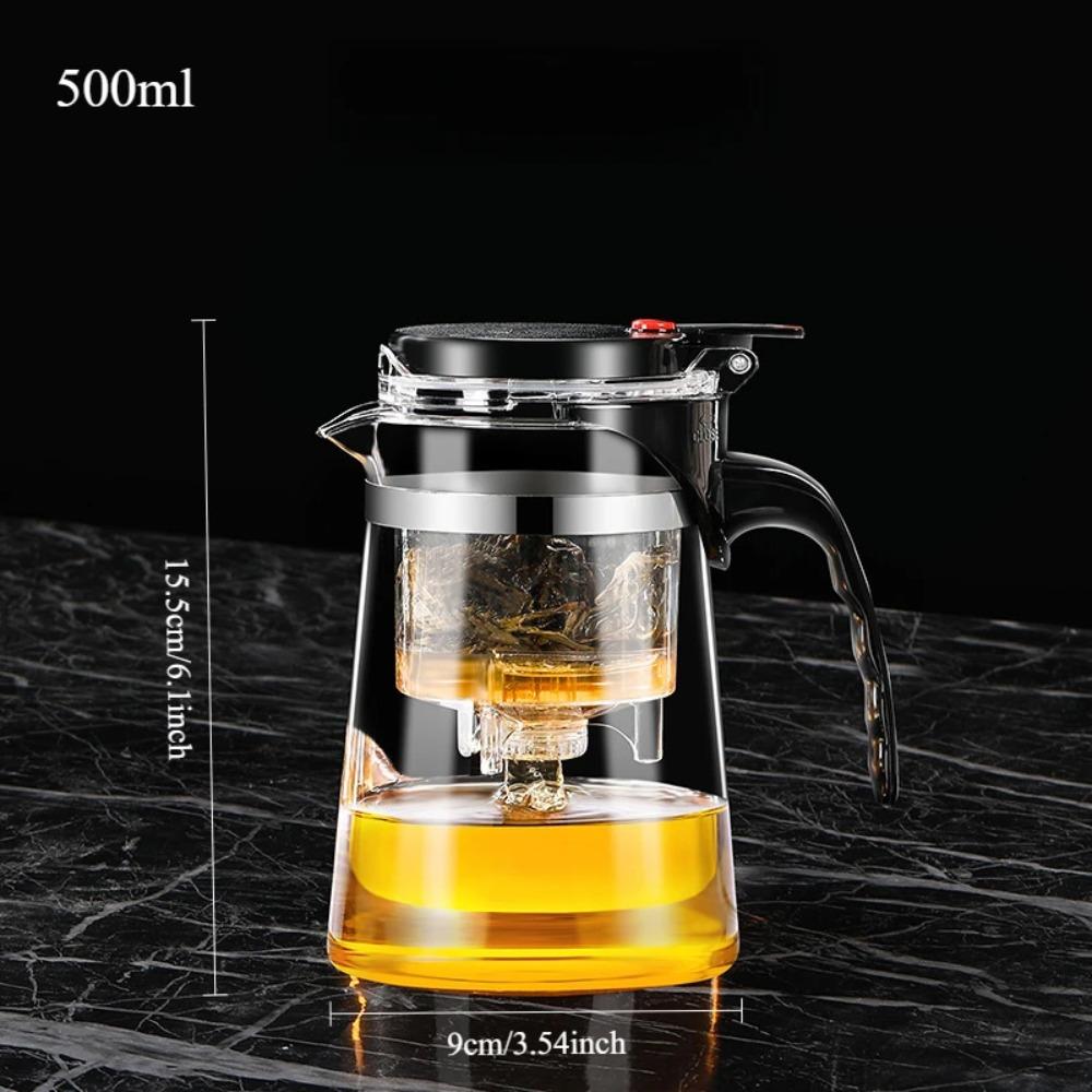 Термостойкий стеклянный чайник с фильтром One Click, кофеварка для чая и кофе, дизайн с разделением воды, домашняя чайная утварь